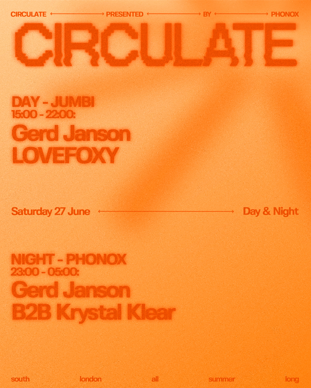 Jumbi Day Party: CIRCULATE with Gerd Janson, LOVEFOXY + Phonox afterparty