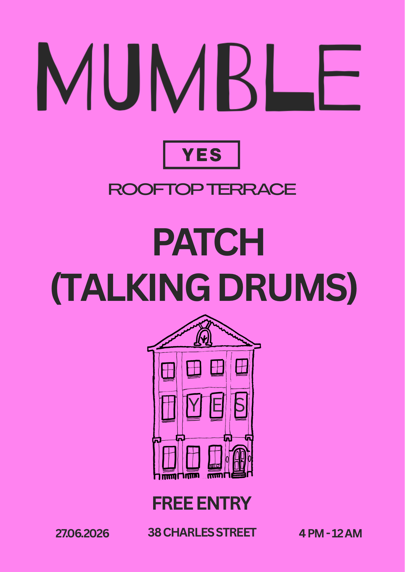 Mumble & Patch (Talking Drums) Roof terrace