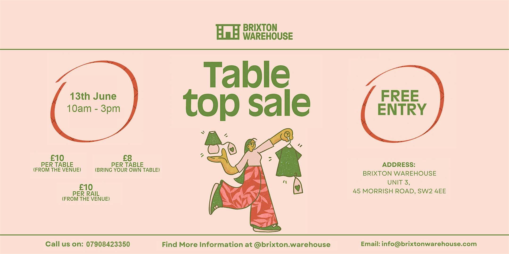 Brixton Warehouse Table Top Sale June 2026
