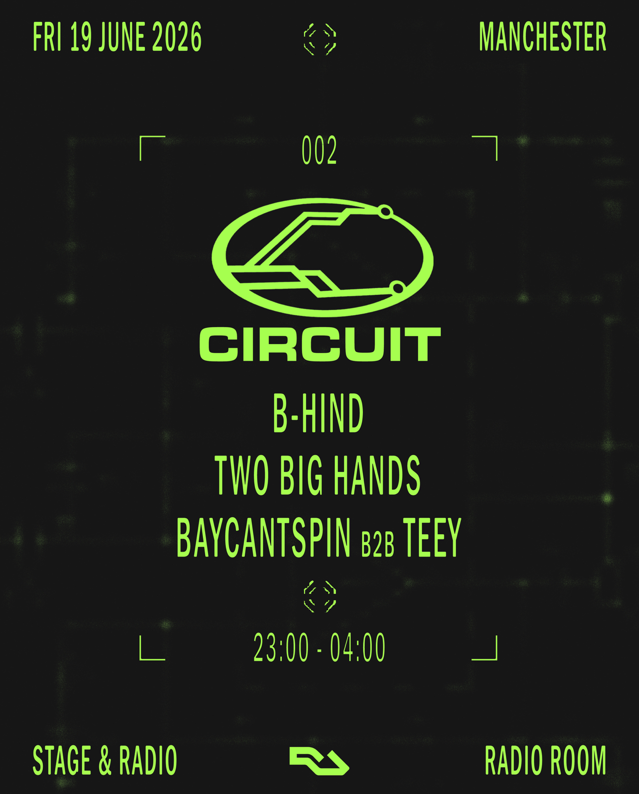 Circuit 002// B-HIND// BAY CANT SPIN B2B TEEY// TWO BIG HANDS